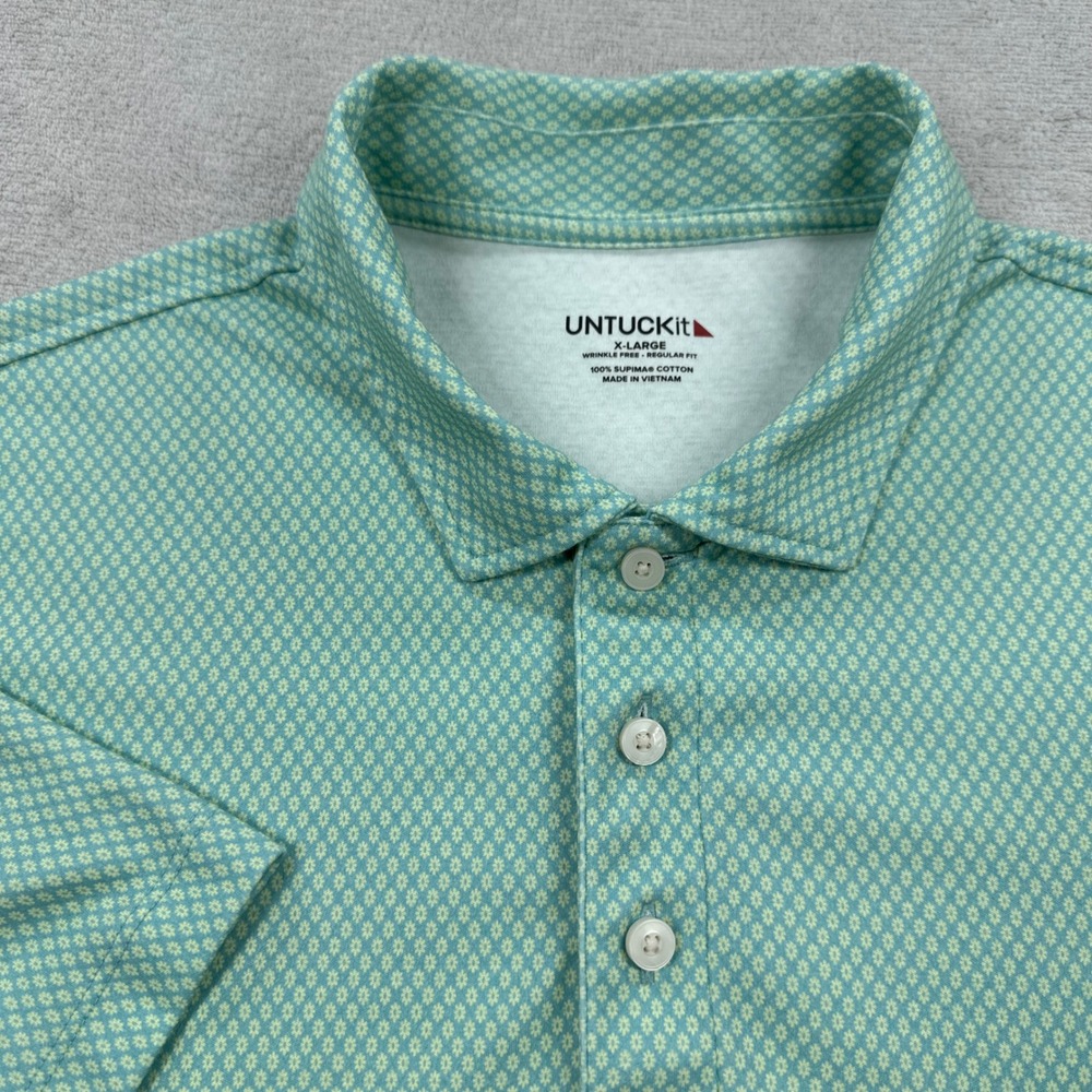 UNTUCKit Polo Shirt Mens XL Light Green Wrinkle Free Supima Cotton Summer Casual - Picture 1 of 8